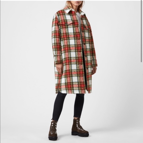 AllSaints Nia Wool Blend Check Coat size 8 - Picture 3 of 7